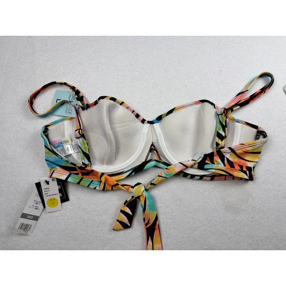 Sundazed Women Tropical Palm Tie Dye Underwire Bikini Top Multi 34D F35091